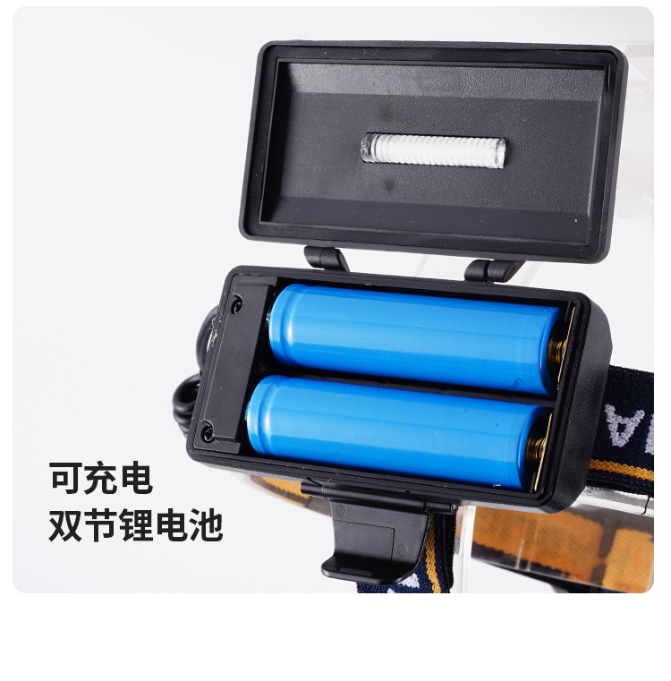 亚马逊usb充电锂电强光头灯头戴式电筒COB泛光红光警示灯8灯头灯详情12