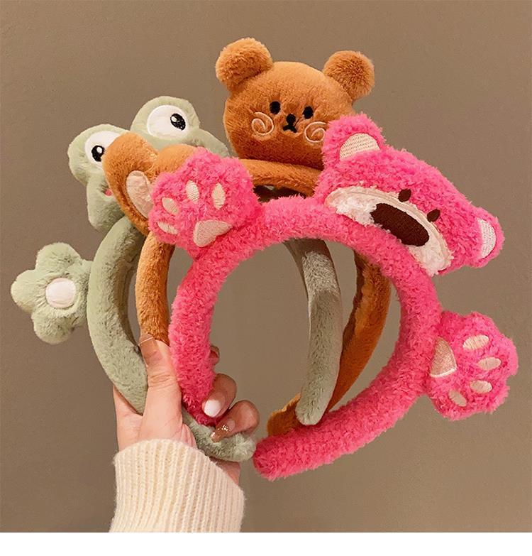 卡通可爱立体草莓熊洗脸专用发箍女网红敷面膜洗脸头箍发捆发卡详情1