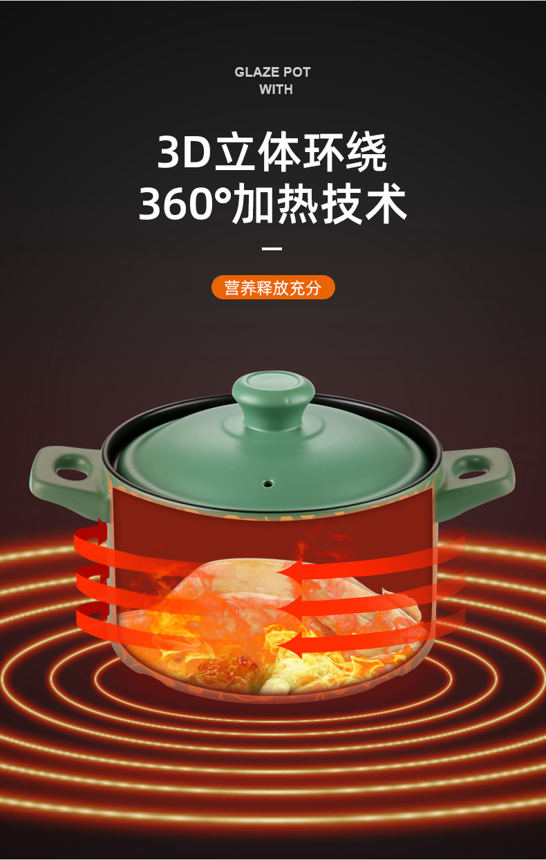 CNNB clay pot stew pot, household gas ceramic soup pot, small high-temperature resistant 煲仔饭 pot, stone pot for making soup, clay pot pic 6