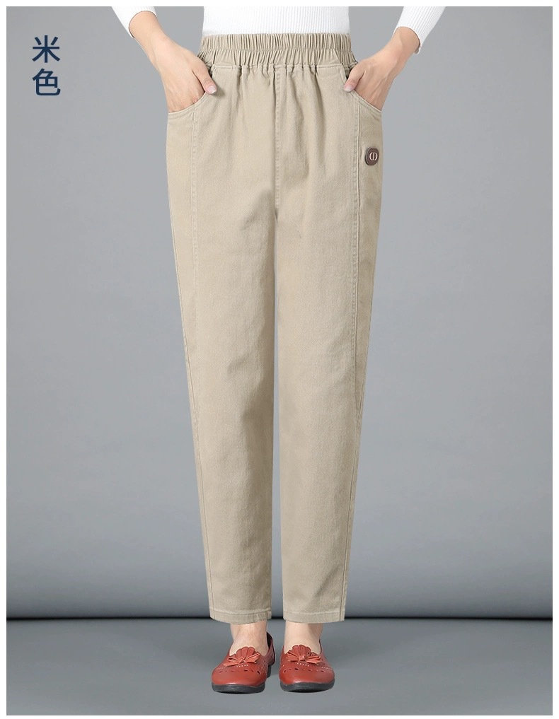 斜纹棉秋冬长裤中老年纯棉弹力女裤中年人春秋款外穿宽松直筒详情16