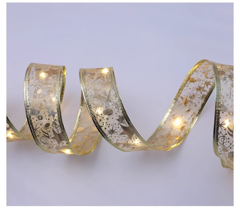 Cross-border new Christmas ribbon Christmas tree decorative lights, satin lighting strips, room and bedroom decorations, luminous fabric pic 21