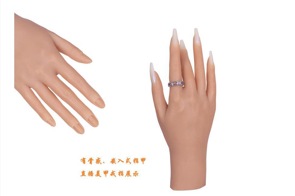 This is a popular simulation hand model for foreign trade, a silicone nail art practice hand with a joint that can bend the nail plate for practice shooting pic 3