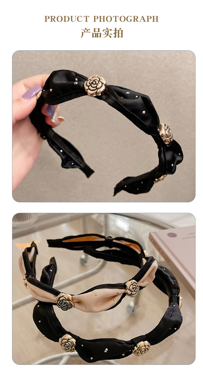 Wholesale of new Korean-style retro camellia headband, French chanel-style side bangs, small hair accessory, facial cleansing headband pic 6