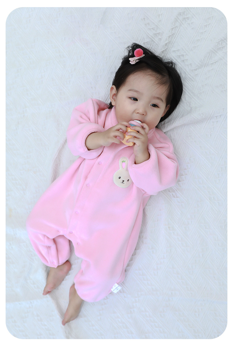 婴儿春秋衣服奥粒绒连体衣新生儿男女哈衣宝宝婴幼儿睡衣长袖爬服详情18