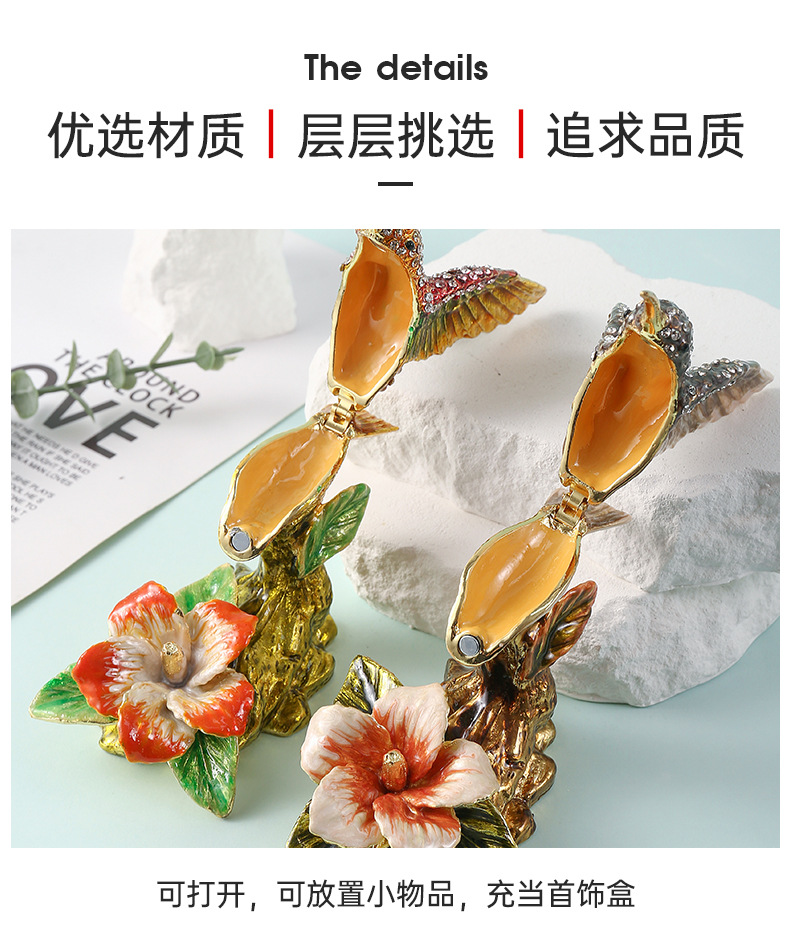 Desktop decorative items, enamel tree stump, eagle light, hand-painted zinc alloy metal handicraft jewelry box manufacturer wholesale pic 8