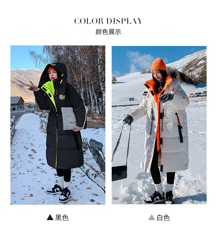 2022 mujer engrosada sobre la rodilla suelta abajo chaqueta regular medio largo commuter solid color abajo invierno nuevo pic 8