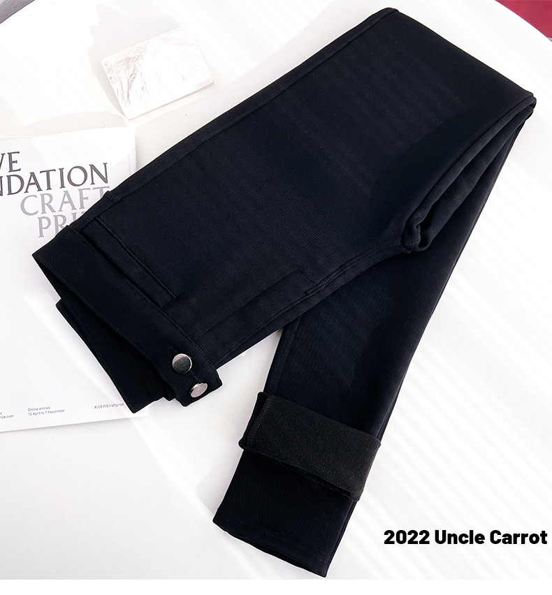 小个子外穿加绒打底裤女2023春秋新款小黑裤弹力显瘦小脚魔术裤子详情35