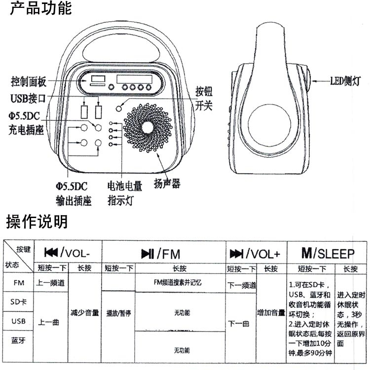 Outdoor portable energy storage lighting fixtures, outdoor lighting MP3, Bluetooth function, solar charging pic 4
