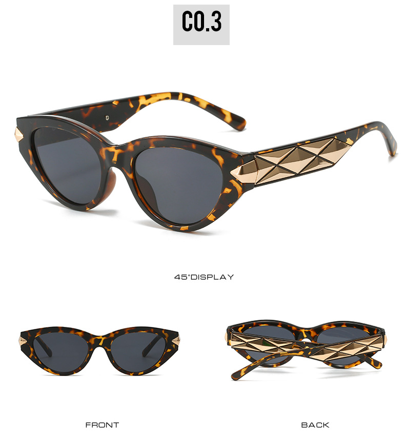 2023外贸跨境爆款朋克太阳镜女 欧美街拍摩登复古猫眼形墨镜详情9