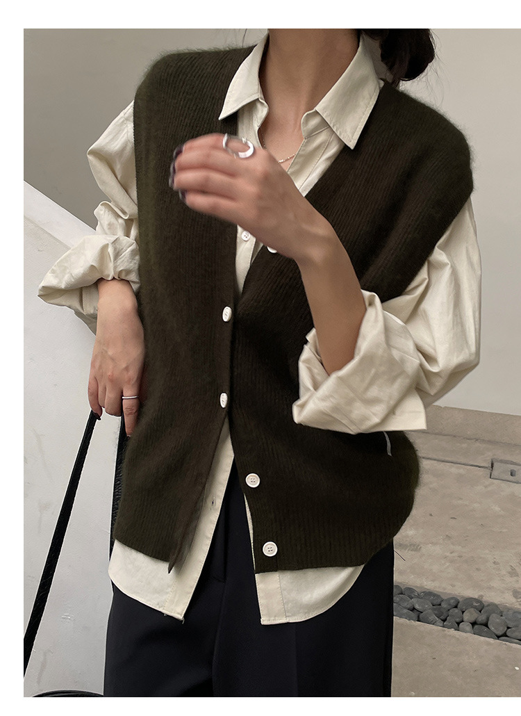 木兰时髦复古小马甲开衫女2023春季新款韩版简约针织上衣女 21507详情13