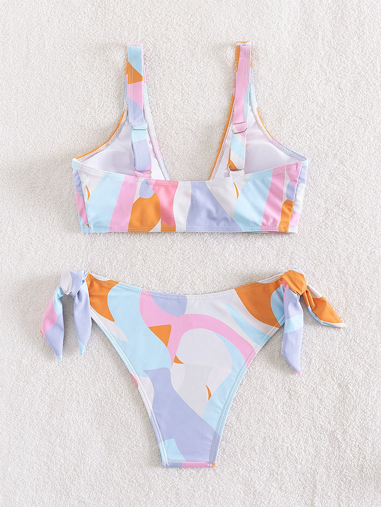 New European and American full-body printed swimming suits, sexy beach V-neck lace-up swimsuits pic 6