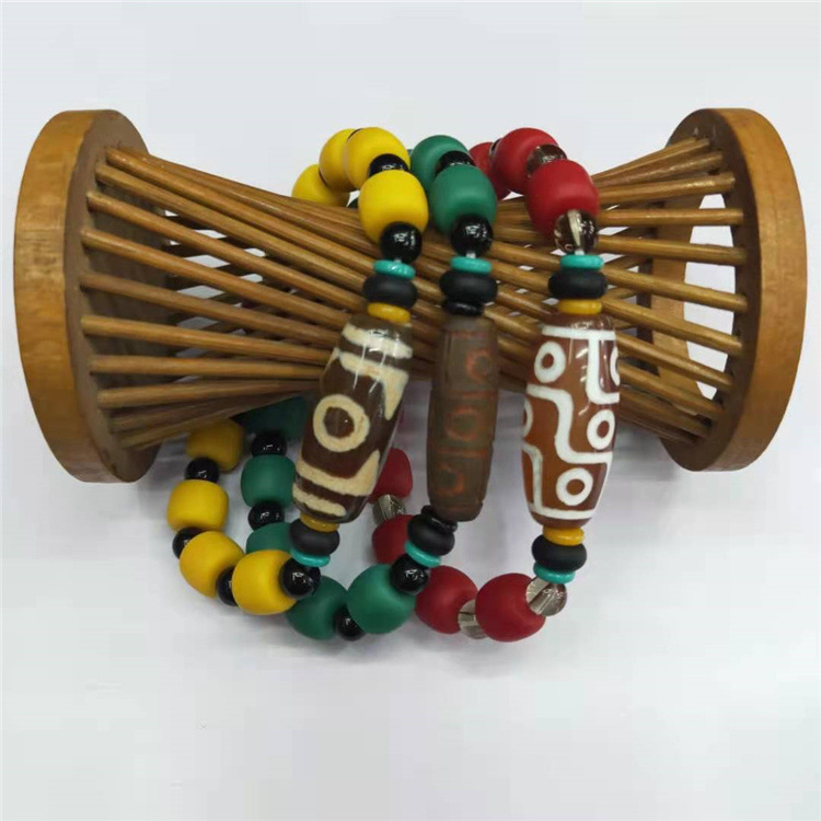 Guangshun Jewelry Cylindrical frosted Bracelet wholesale Tibetan-style three-nine-eye sky Pearl agate drum Bead bracelet Factory direct sales pic 10