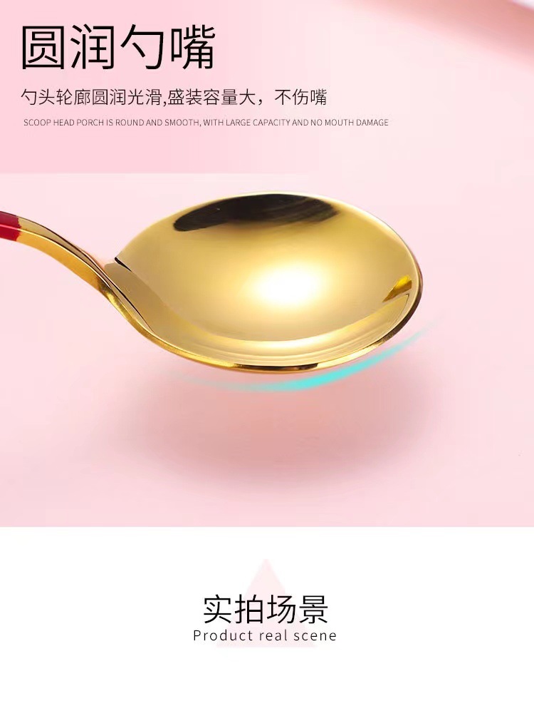 304不锈钢圆勺网红高颜值甜品勺创意家用勺子详情9