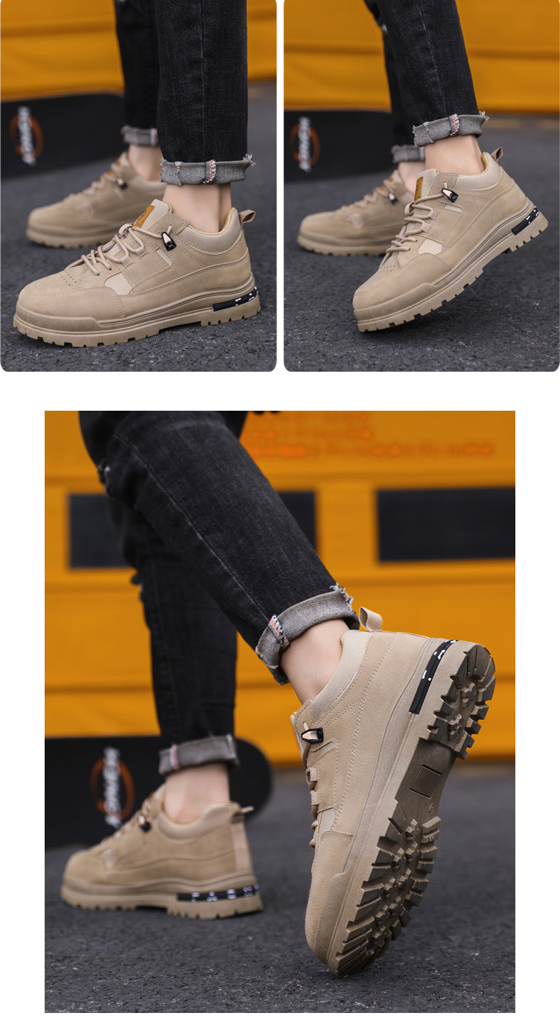 秋冬复古男士休闲鞋皮面防水耐磨男士板鞋潮流百搭软底户外运动鞋详情10