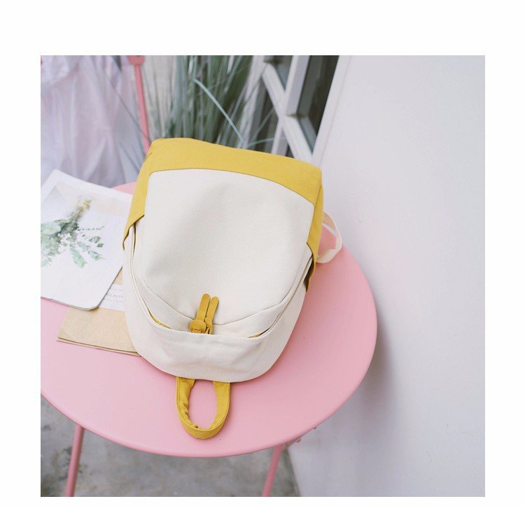 Factory wholesale of college-style, fresh, artistic, simple and versatile canvas backpacks, color-matched schoolbags for middle school best friends pic 42