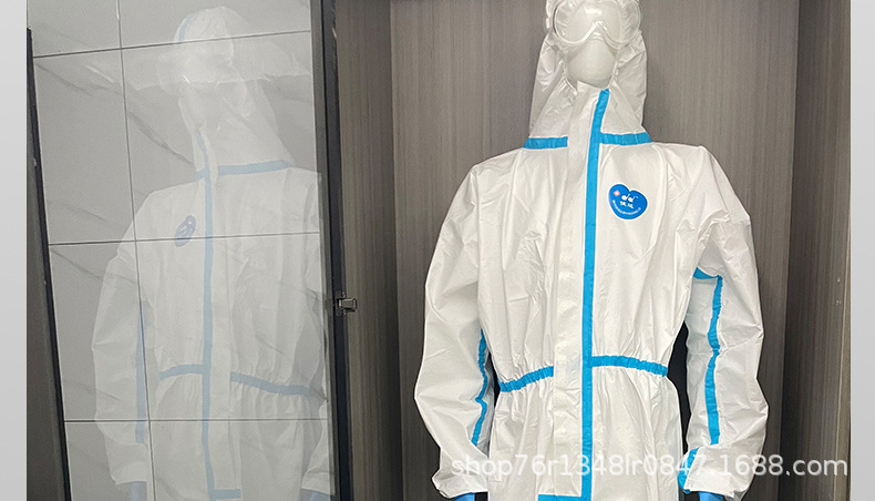 俊达一次性男女连帽防护服养殖场防尘喷漆防臭工作服连体防护服详情23