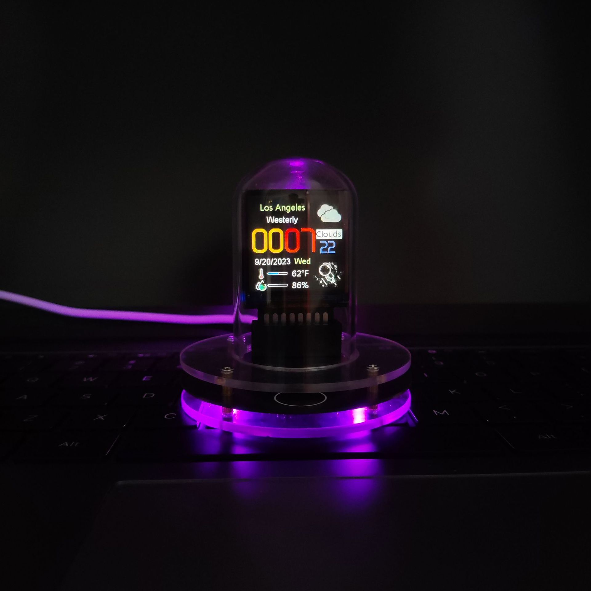 2024 New RGB glow tube clock Weather Smart WIFI Bitcoin desktop ornament pic 4
