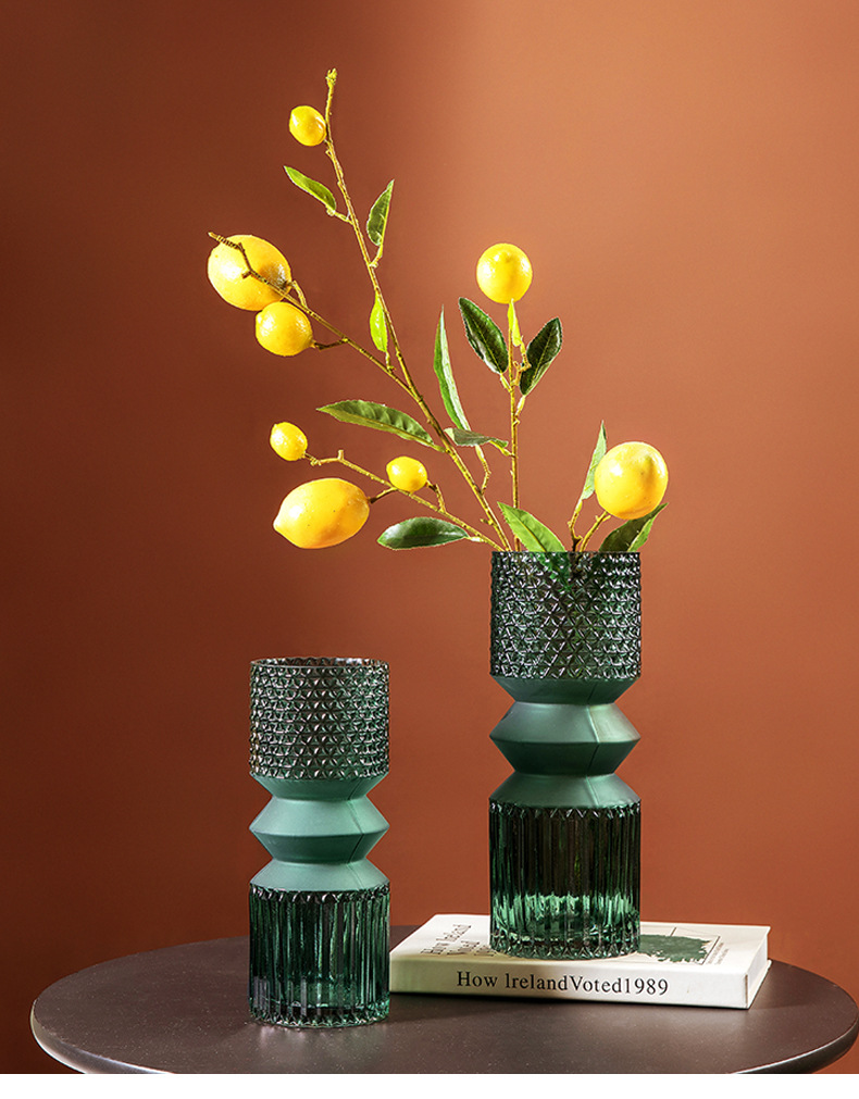 Light luxury vase ornaments, living room flower arrangements, large colored glass water care, Nordic soft decoration, creative and simple Internet flower art pic 2