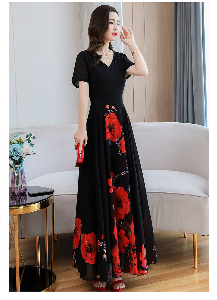 This is a new summer short-sleeved long dress for middle-aged and elderly mothers pic 11