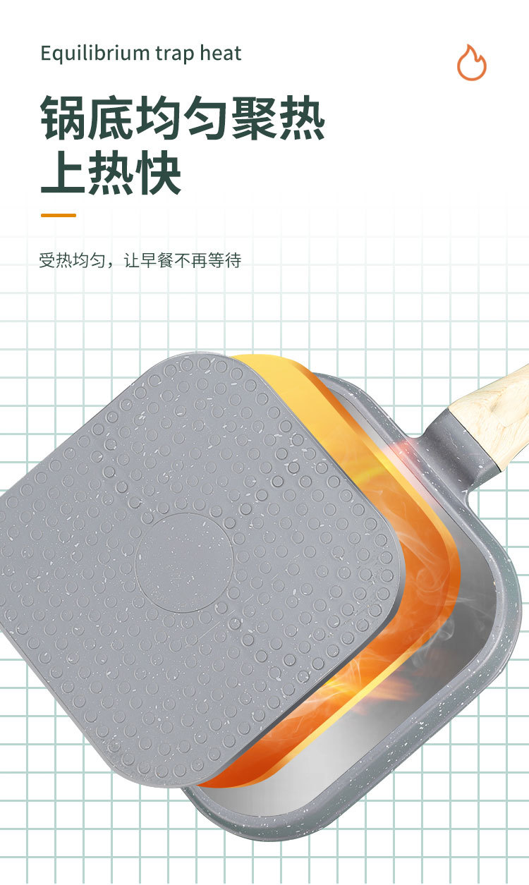 Household tourmaline non-stick egg frying pan, mini egg dumpling pan, hamburger steak, four-hole breakfast pan, induction cooker, small frying pan pic 6