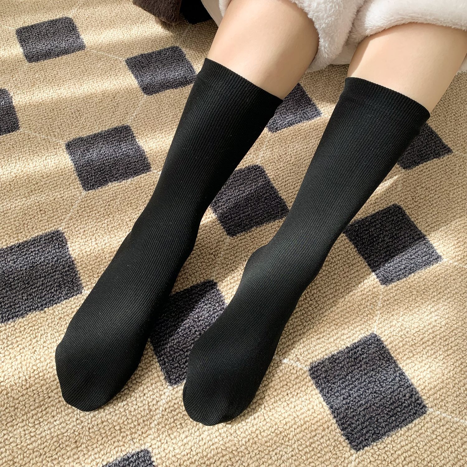 Unisex couple style fleece and thickened warm snow socks, mid-length home cotton socks, postpartum socks, floor socks pic 50