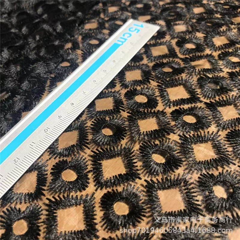 Factory direct sales of extra-dense checkered embroidered fabric, precision organza embroidered dress and garment accessories fabric pic 6