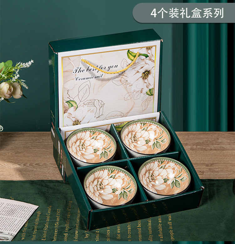 Ceramic bowl and chopstick sets, gift souvenirs, opening gifts, underglaze colored rice bowls and plates, wholesale tableware sets, bowl gift boxes pic 9