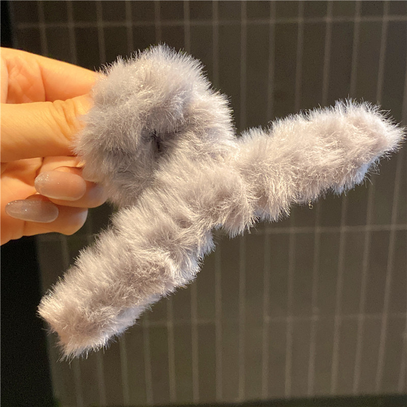 2023新款秋冬毛绒后脑勺发抓夹 网红毛绒可爱优雅鲨鱼夹发夹头饰详情14