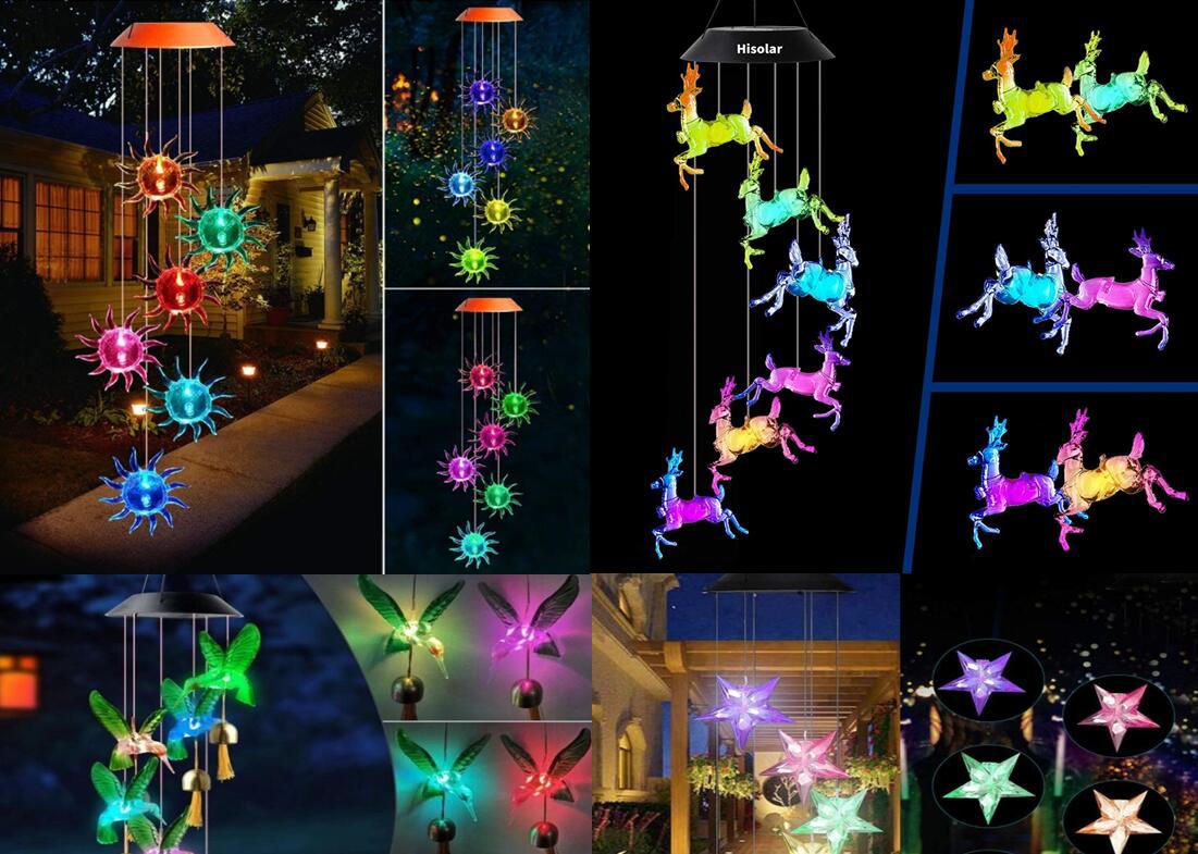 Solar hummingbird wind chime light, LED Christmas butterfly light, courtyard solar wind chime light, landscape light, courtyard light pic 32