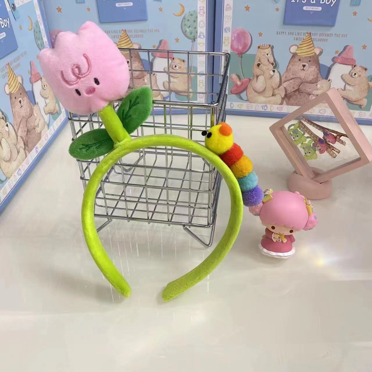 郁金香毛毛虫发箍大人儿童通用可爱头箍拍照道具头饰花朵发饰批发详情2