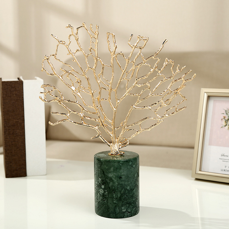Wholesale of European-style creative metal decorative items, coral tree marble ornaments, home soft furnishings and light luxury decorative decorations pic 8