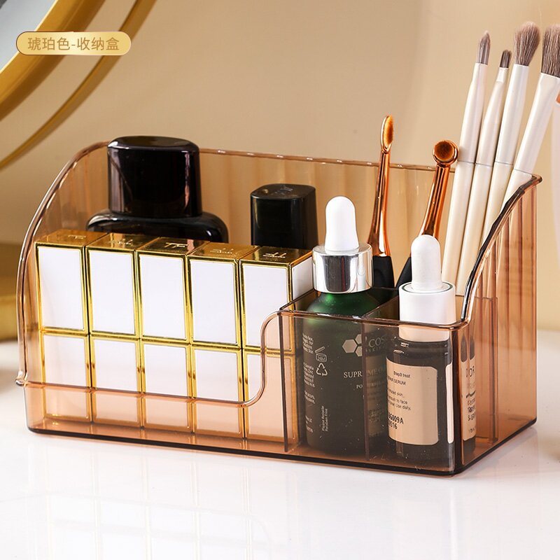 Light luxury multi-cell division desktop cosmetics storage box acrylic rectangular finishing box dresser skin care products pic 15