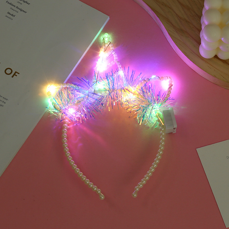 厂家批发成人儿童装饰蝴蝶结兔耳朵独角兽发光发箍闪光派对装饰品详情6