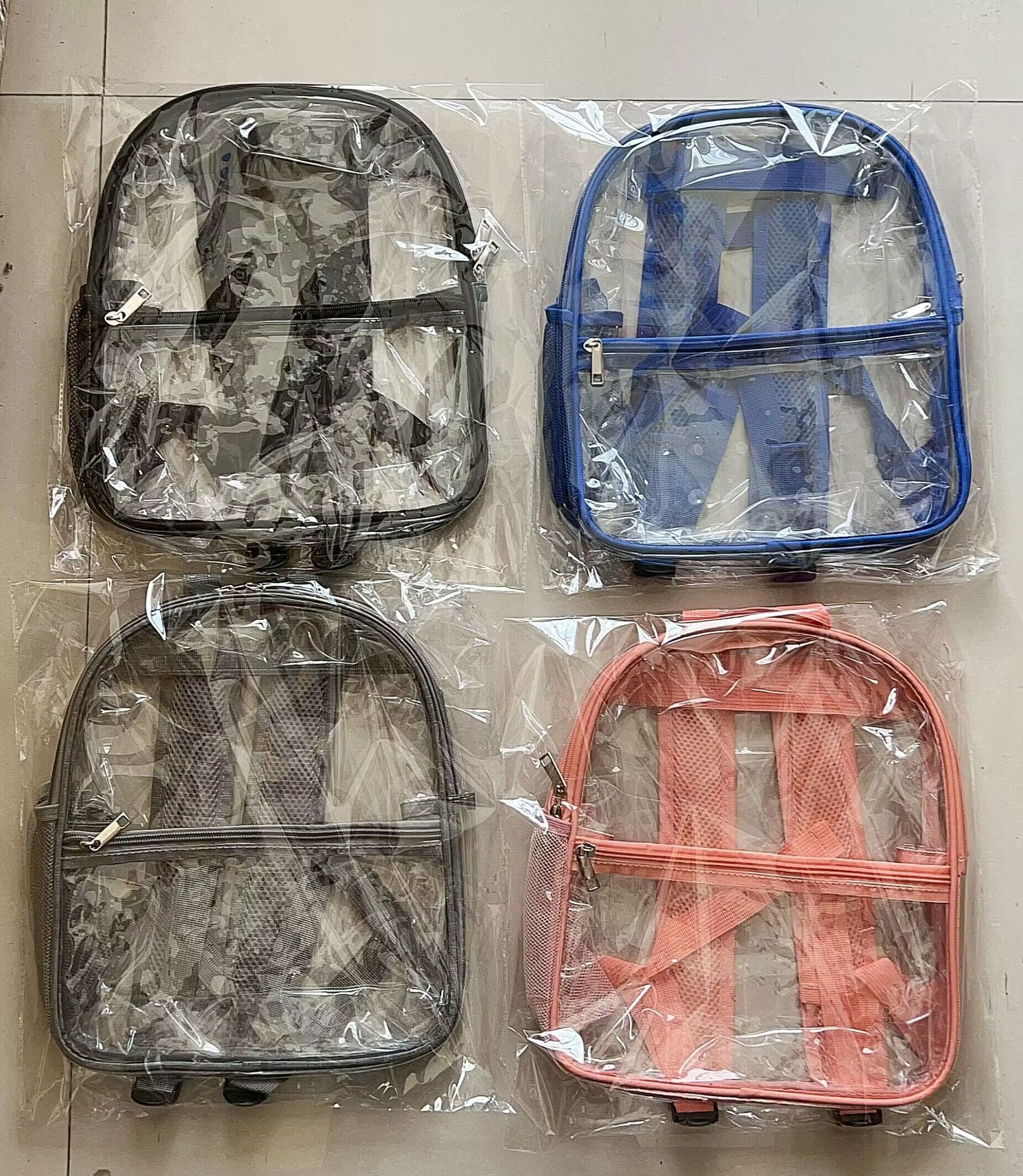新款可LOGO透明双肩包 可视学生书包功能户外背包多防水pvc收纳包详情1