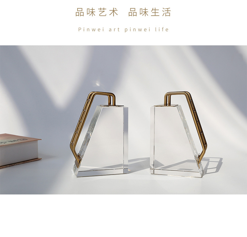 Home creative crystal bookend, office art bookend, modern light luxury book clip, desktop book cover, retractable book backrest pic 46