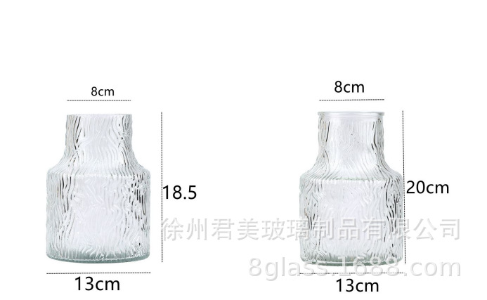 Nordic glacier patterned transparent glass vase, ins feng shui flower arrangement vase, living room decoration, Internet celebrity vase pic 10
