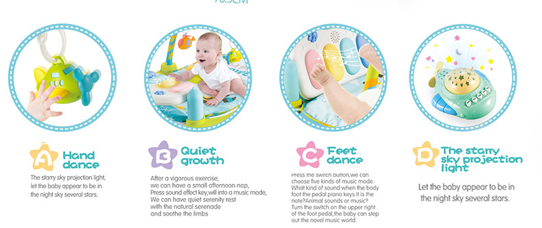 大号婴儿脚踏琴 遥控音乐灯光故事机健身架健身毯工厂直销详情5