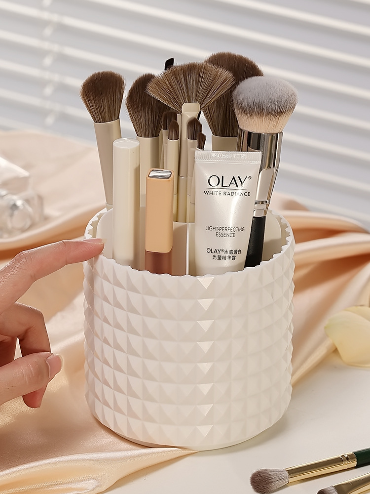 Simple and popular transparent rotating pen holder, acrylic dust-proof brush holder with cover, rotating desktop cosmetics storage box pic 4