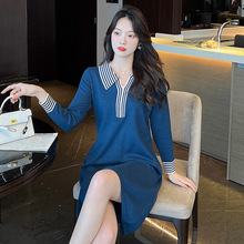 秋冬新款半高领小香风打底裙羊毛连衣裙女内搭针织裙子修身毛衣裙详情23