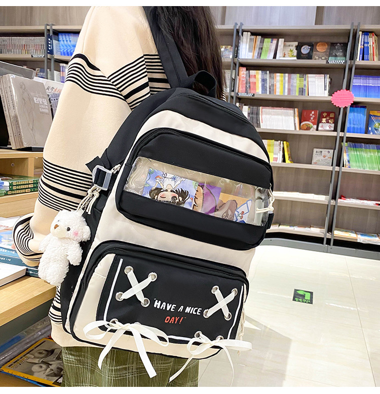 New student schoolbag, Japanese-style cute and fresh girl backpack, large capacity for junior high school students, trendy backpack for primary school boys pic 12