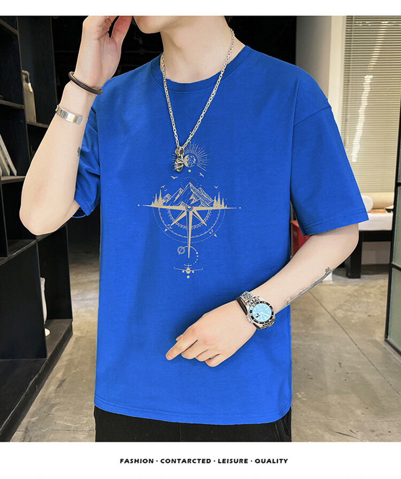 新款夏季男士短袖t恤男潮牌棉体恤男T宽松薄款夏天半袖上衣服男装详情25