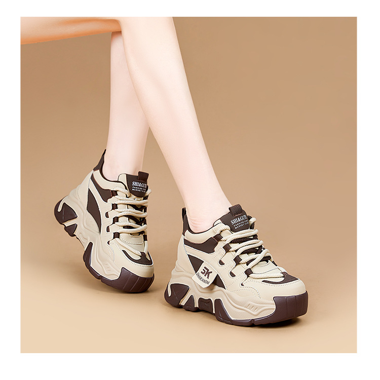 厚底老爹鞋女2024年秋冬季新款真皮女鞋增高加绒休闲运动阿甘女鞋详情17