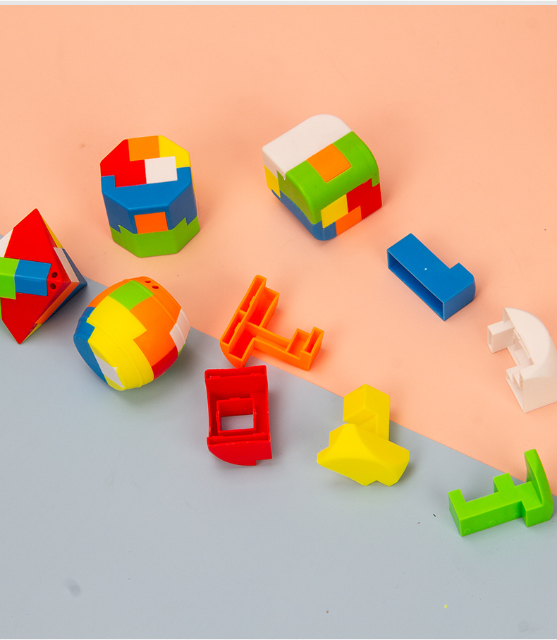 孔明锁鲁班锁全套儿童智力拼装24个解锁开学礼物塑料魔球益智玩具详情9