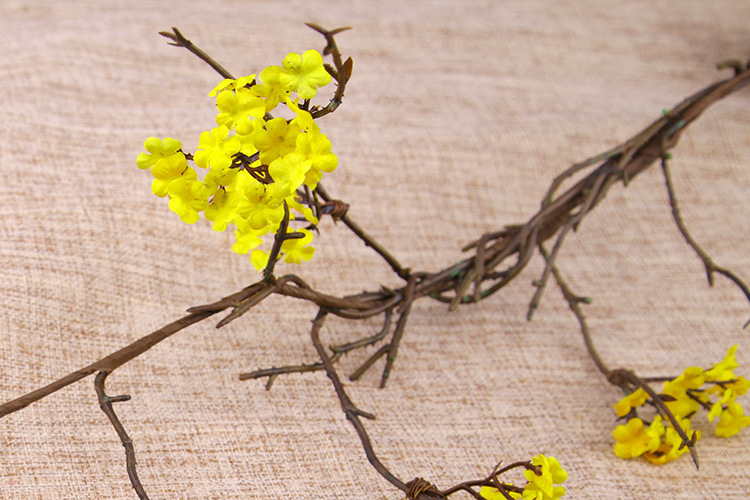 Zen-themed faux cherry blossom vine branches for home decoration, realistic small floral dry branches, tea room artificial flower ornaments, and simple flower arrangements pic 20