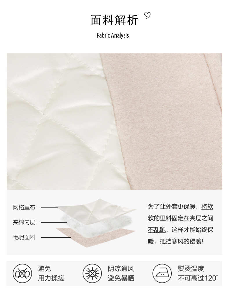 21516 College-style woolen coat 2021 Autumn/Winter new style for junior high school students, winter wear for girls with horn buttons and woolen fabric pic 3