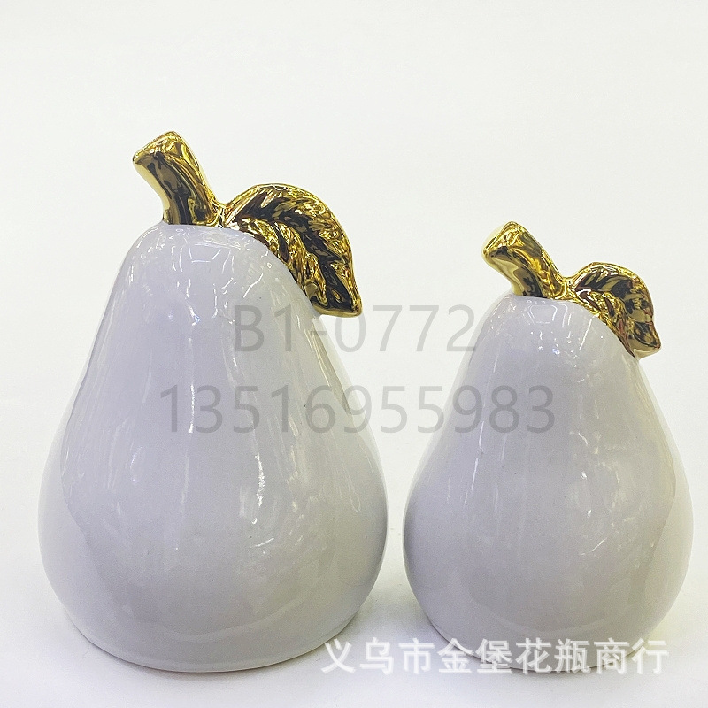 Apple gift ornaments, colored glaze ceramic fruit, red and white apple craft display set, pear decoration, office and home accessories, factory wholesale pic 27