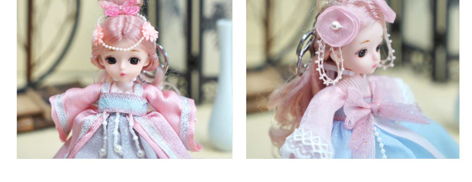 DIY国潮汉服简约拼色钥匙扣16cm娃娃儿童手办公仔bjd娃娃厂家批发详情5