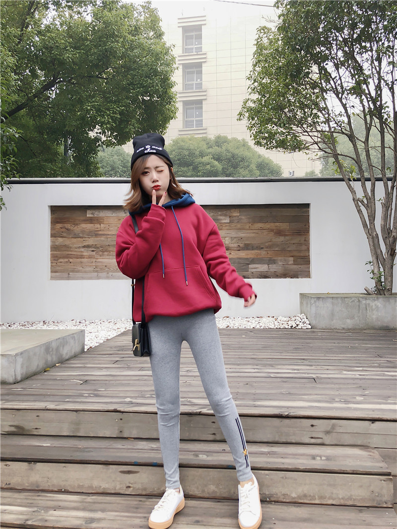 Spring new Korean-style side-striped five-star printed slimming nine-inch skinny pants pic 18