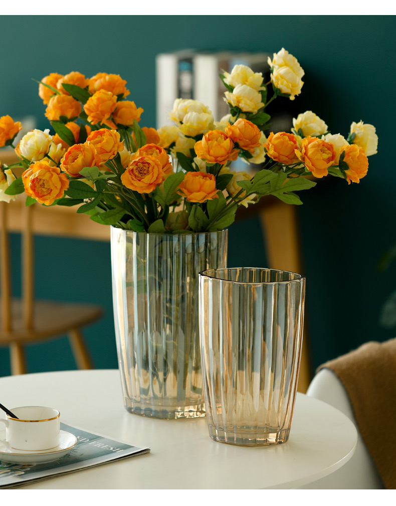 宇行玻璃北欧彩色玻璃花瓶客厅百合花玫瑰水养水培花插餐桌装饰摆件水晶花瓶详情12