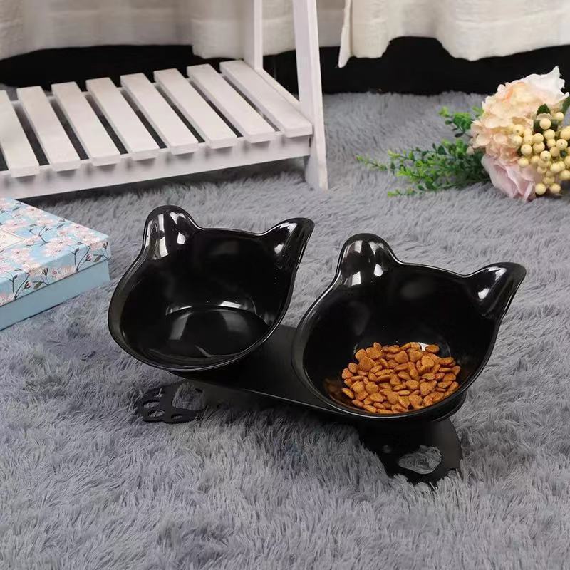 Pet cat and dog food bowl, cat ear and neck guard double bowl, tilted cat and dog food bowl, cat paw bottom double bowl manufacturer wholesale pic 10